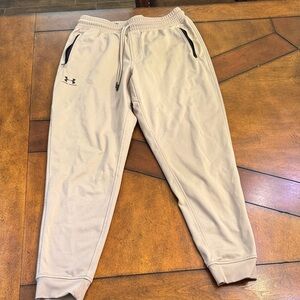 Under Armour Men's Beige Joggers with Black Accents